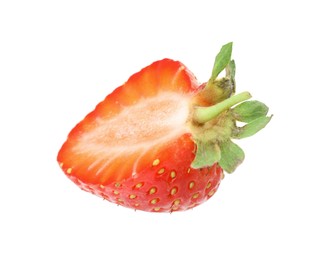 Photo of Half of fresh strawberry isolated on white