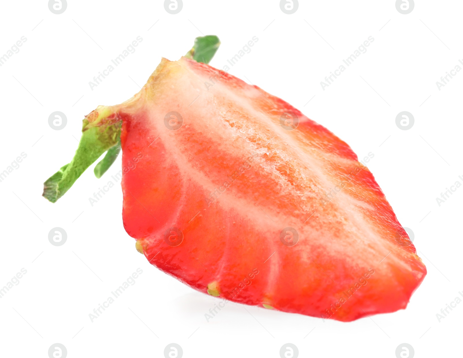 Photo of Piece of fresh strawberry isolated on white