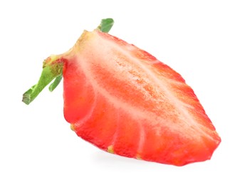Photo of Piece of fresh strawberry isolated on white