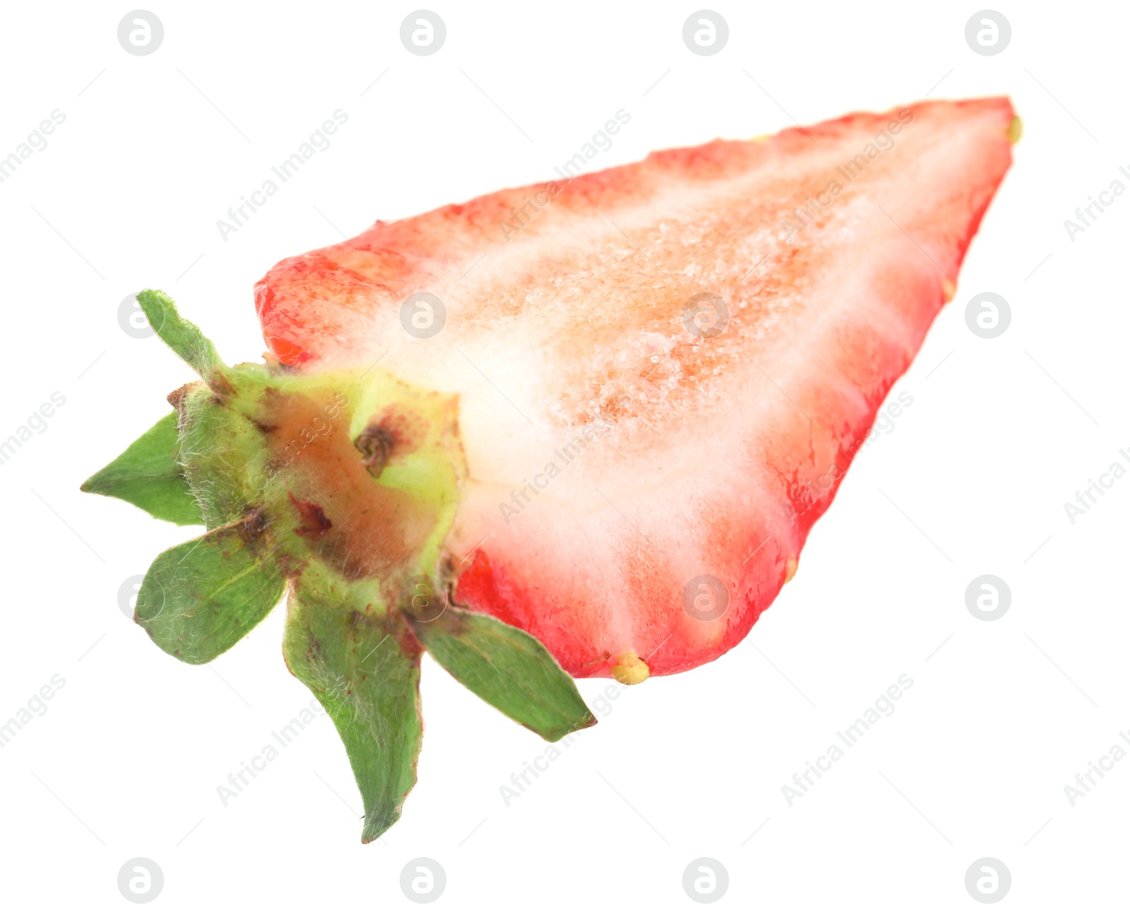 Photo of Piece of fresh strawberry isolated on white
