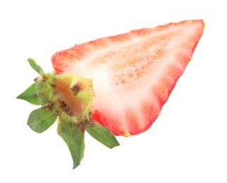 Photo of Piece of fresh strawberry isolated on white