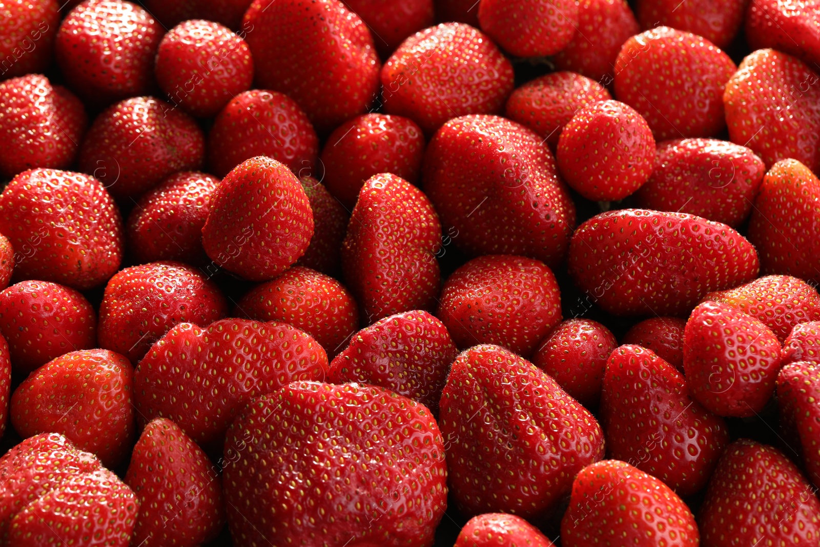 Fresh ripe strawberries as background, above view Photo of Fresh ripe strawberries as background, above view