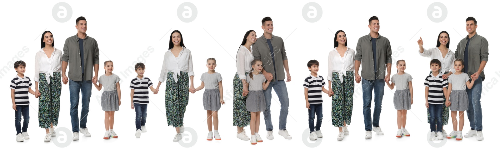 Family isolated on white, collection of full-length portraits Image of Family isolated on white, collection of full-length portraits