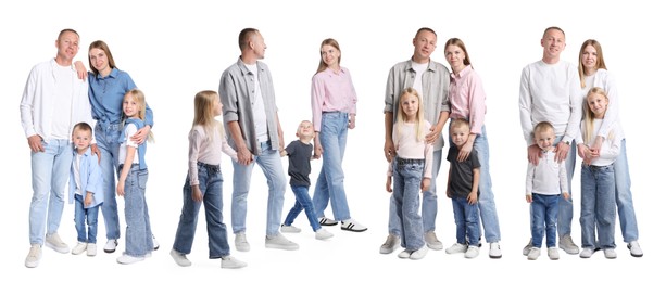 Image of Family isolated on white, collection of full-length portraits