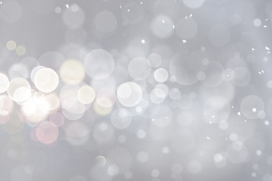 Image of Shiny silver background with sparkling glitter, bokeh effect
