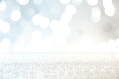 Image of Shiny silver background with sparkling glitter, bokeh effect