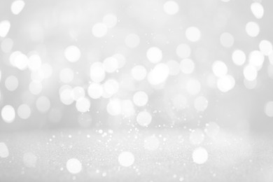 Image of Shiny silver background with sparkling glitter, bokeh effect