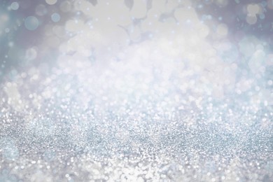 Image of Shiny silver background with sparkling glitter, bokeh effect