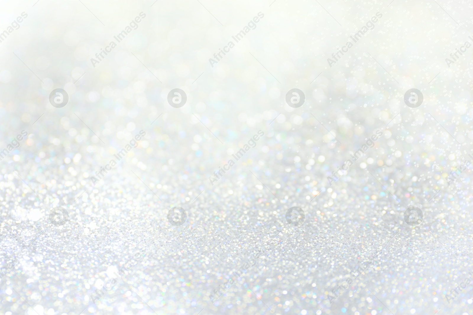 Image of Shiny silver background with sparkling glitter, bokeh effect
