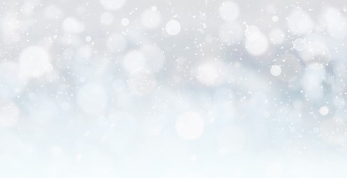 Image of Shiny silver background with sparkling glitter, bokeh effect