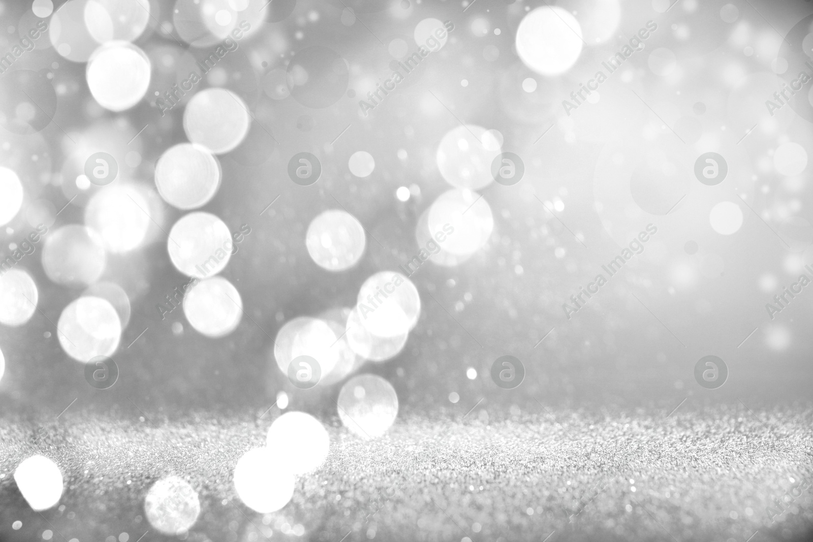 Image of Shiny silver background with sparkling glitter, bokeh effect