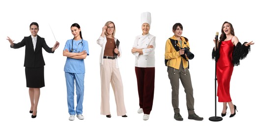 Image of People of different professions. Collage with portraits on white background