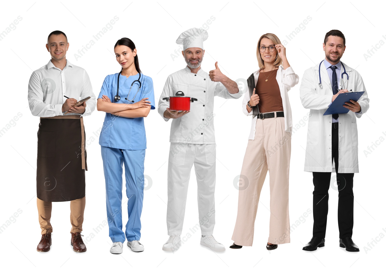 People of different professions. Collage with portraits on white background Image of People of different professions. Collage with portraits on white background