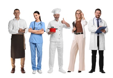 Image of People of different professions. Collage with portraits on white background