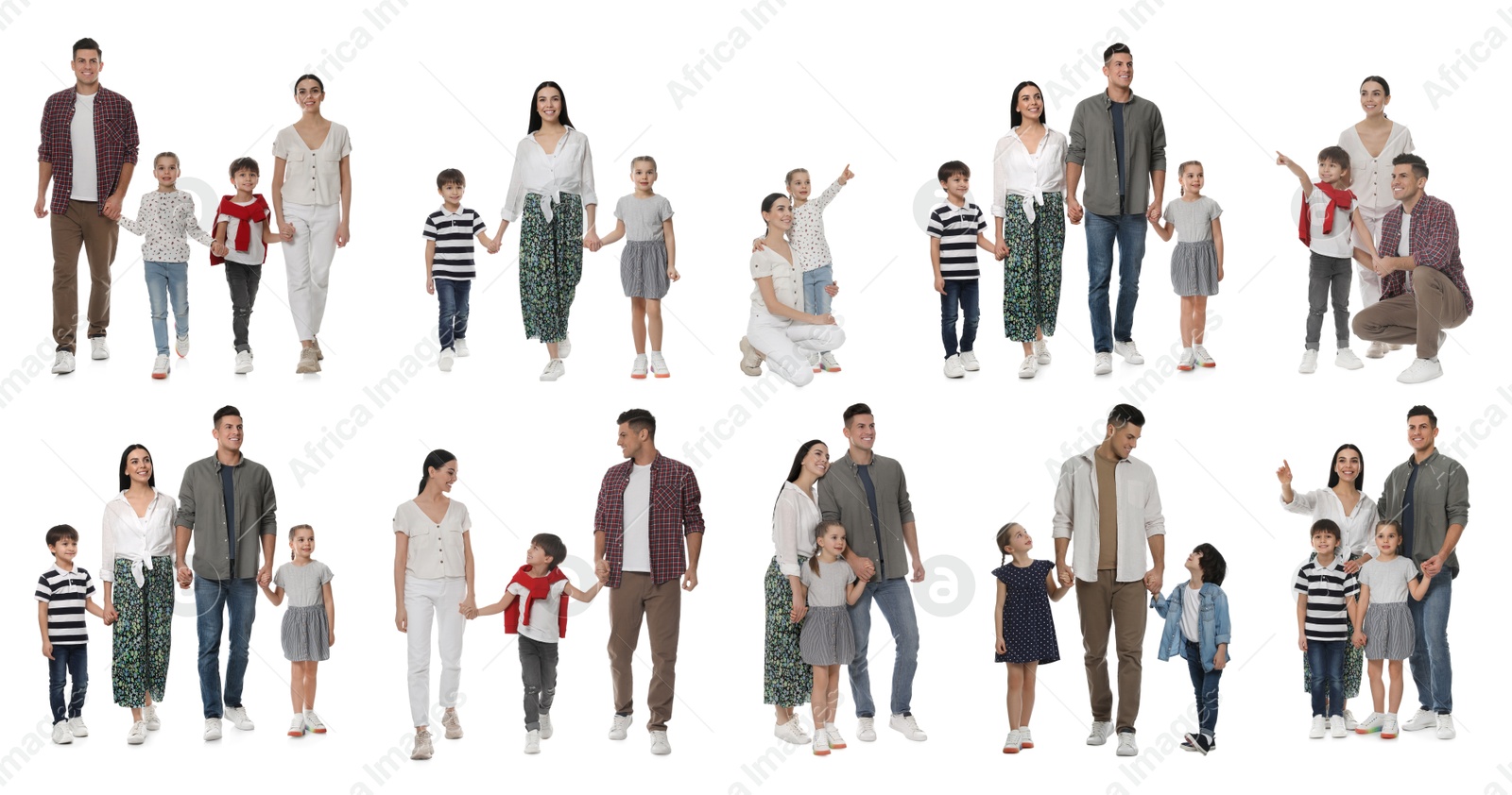 Family isolated on white, collection of full-length portraits Image of Family isolated on white, collection of full-length portraits