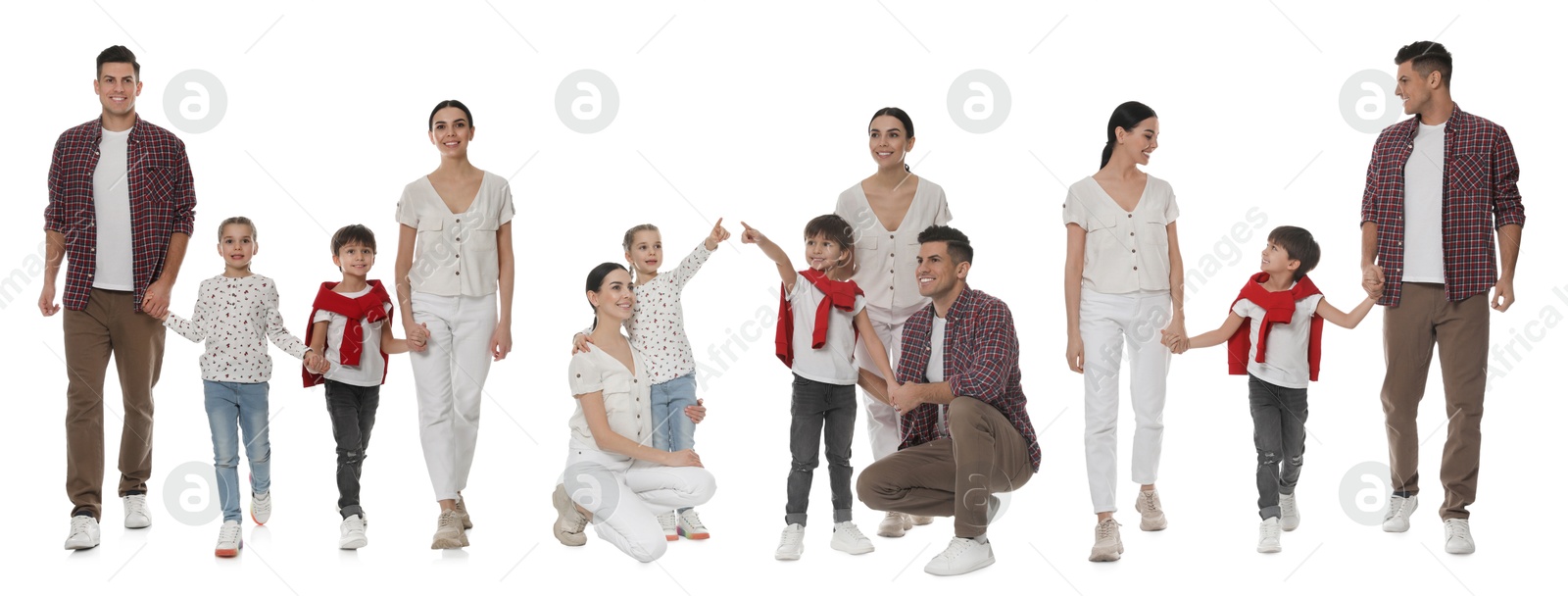 Family isolated on white, collection of full-length portraits Image of Family isolated on white, collection of full-length portraits