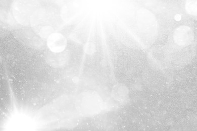 Image of Shiny silver background with sparkling glitter, bokeh effect