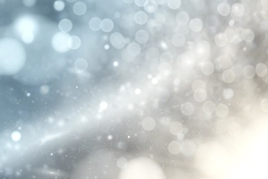 Image of Shiny silver background with sparkling glitter, bokeh effect