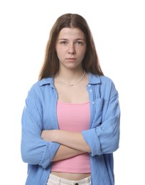 Photo of Portrait of teenage girl on white background