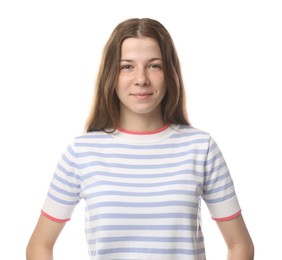 Photo of Portrait of teenage girl on white background