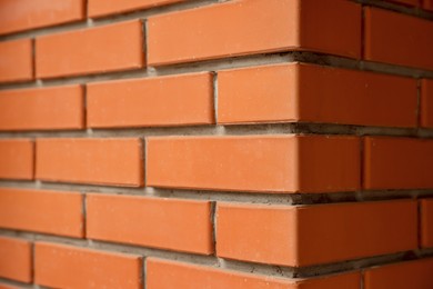 Photo of Texture of red brick wall as background, closeup