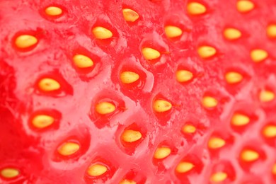 Photo of Fresh ripe strawberry as background, macro view