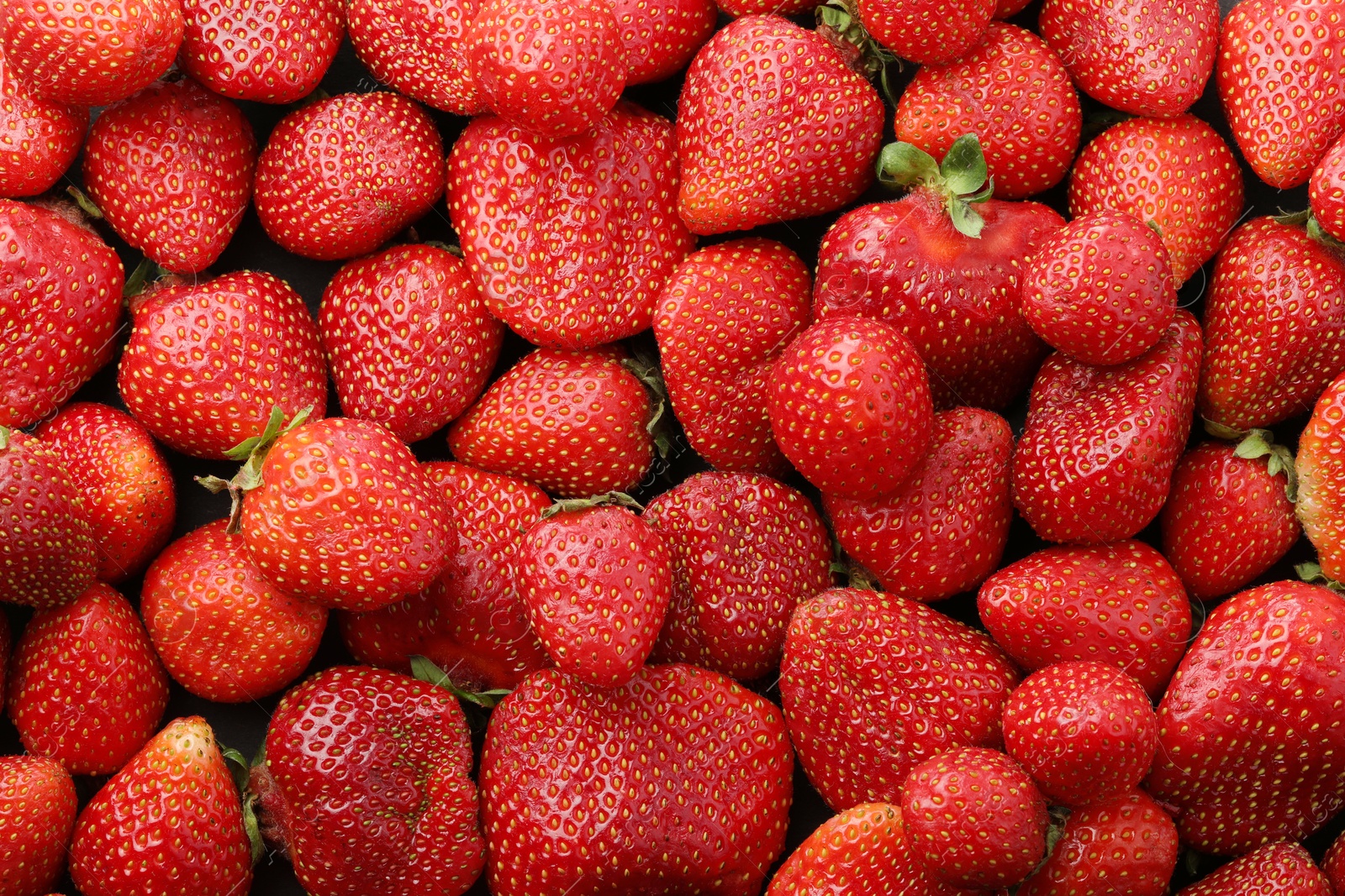 Fresh ripe strawberries as background, top view Photo of Fresh ripe strawberries as background, top view