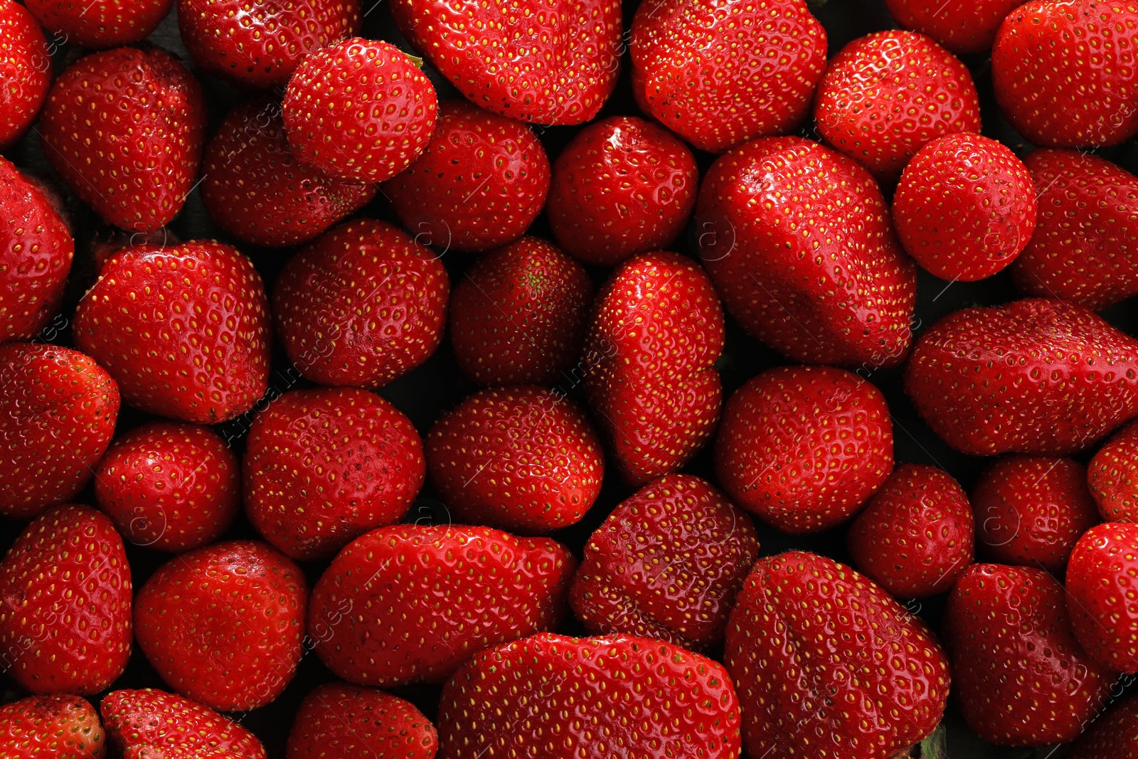 Fresh ripe strawberries as background, top view Photo of Fresh ripe strawberries as background, top view