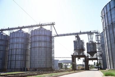 Photo of View of modern granaries for storing cereal grains outdoors