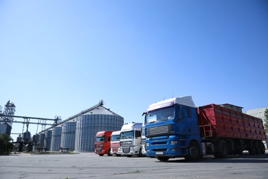 Photo of View of modern granaries for storing cereal grains outdoors