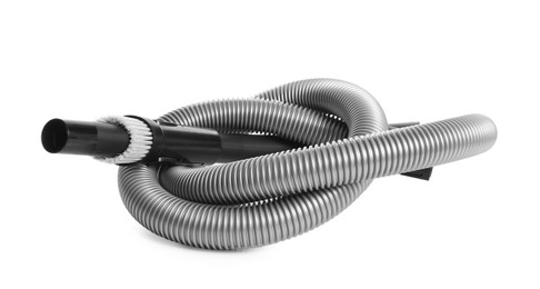Photo of Vacuum cleaner brush and hose on white background