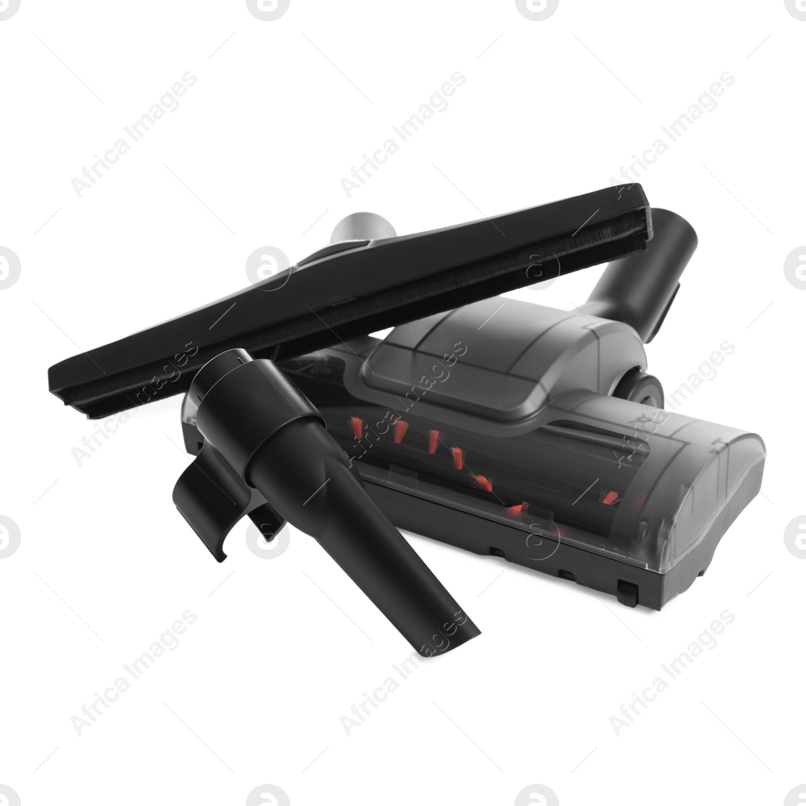 Vacuum cleaner parts on white background. Household appliance Photo of Vacuum cleaner parts on white background. Household appliance