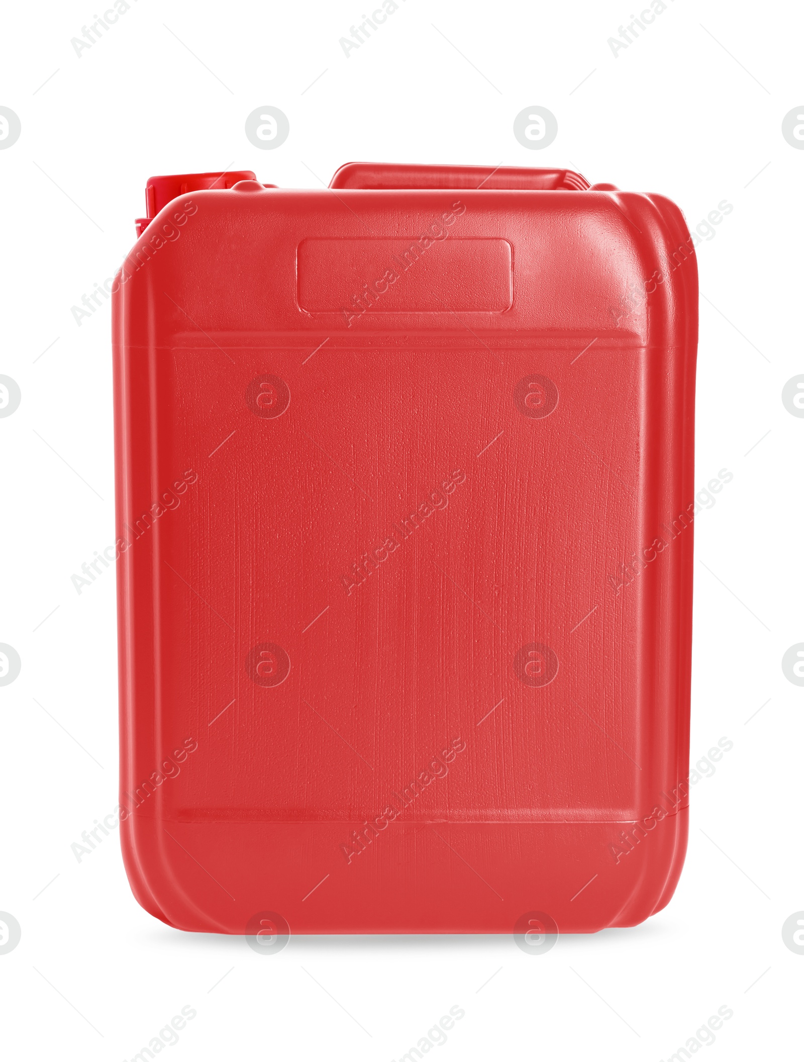 Image of One red plastic canister on white background