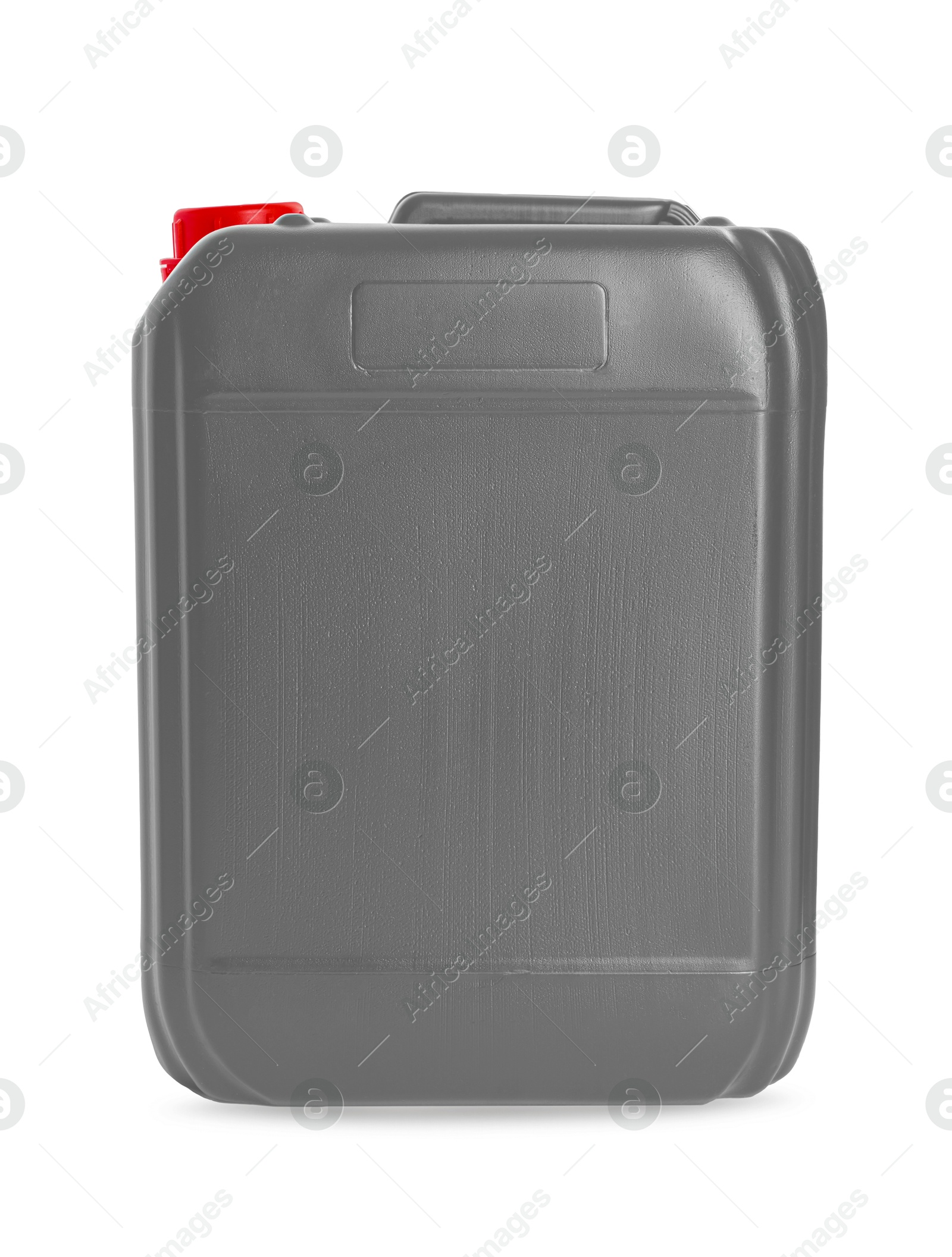 Image of One grey plastic canister on white background