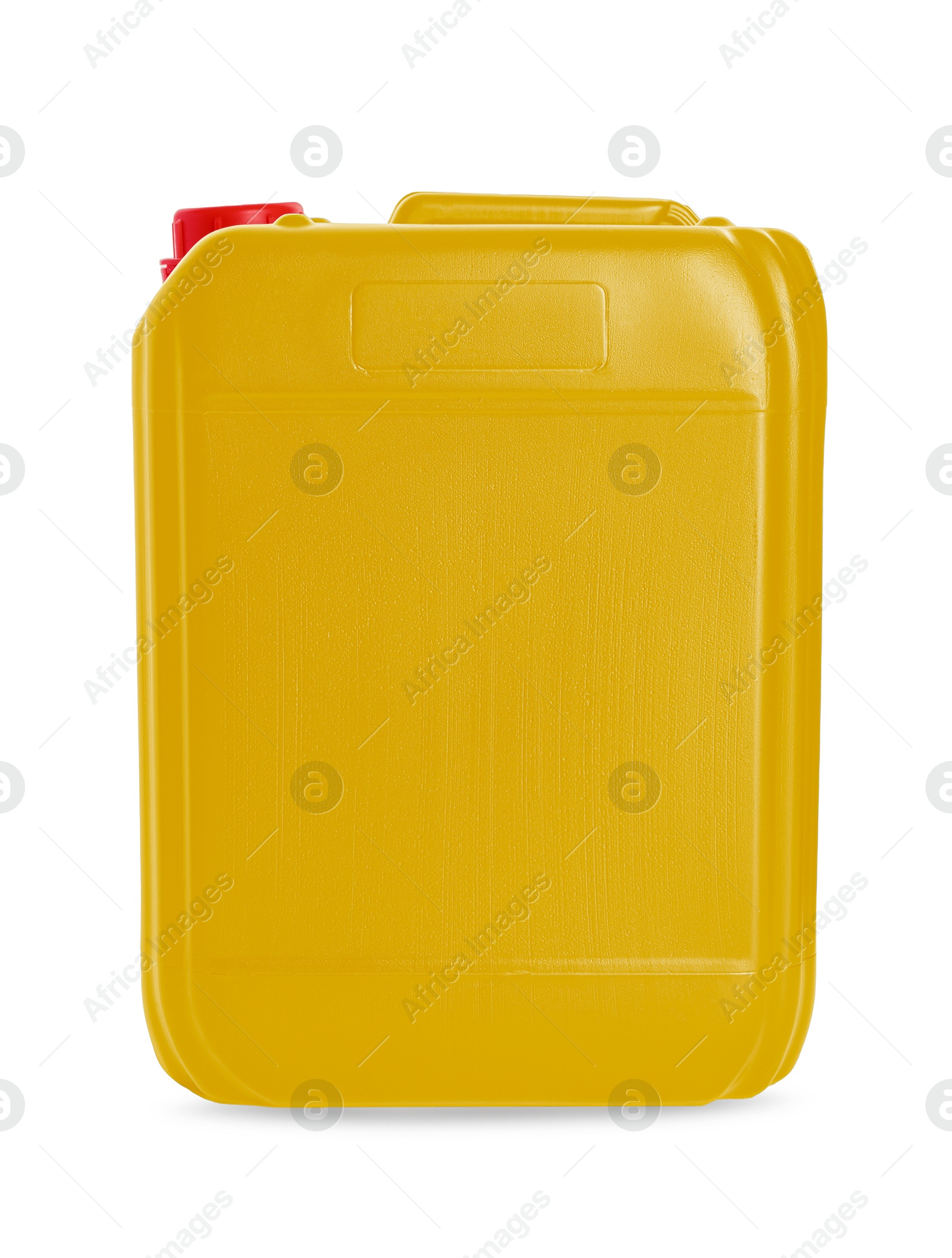 Image of One yellow plastic canister on white background