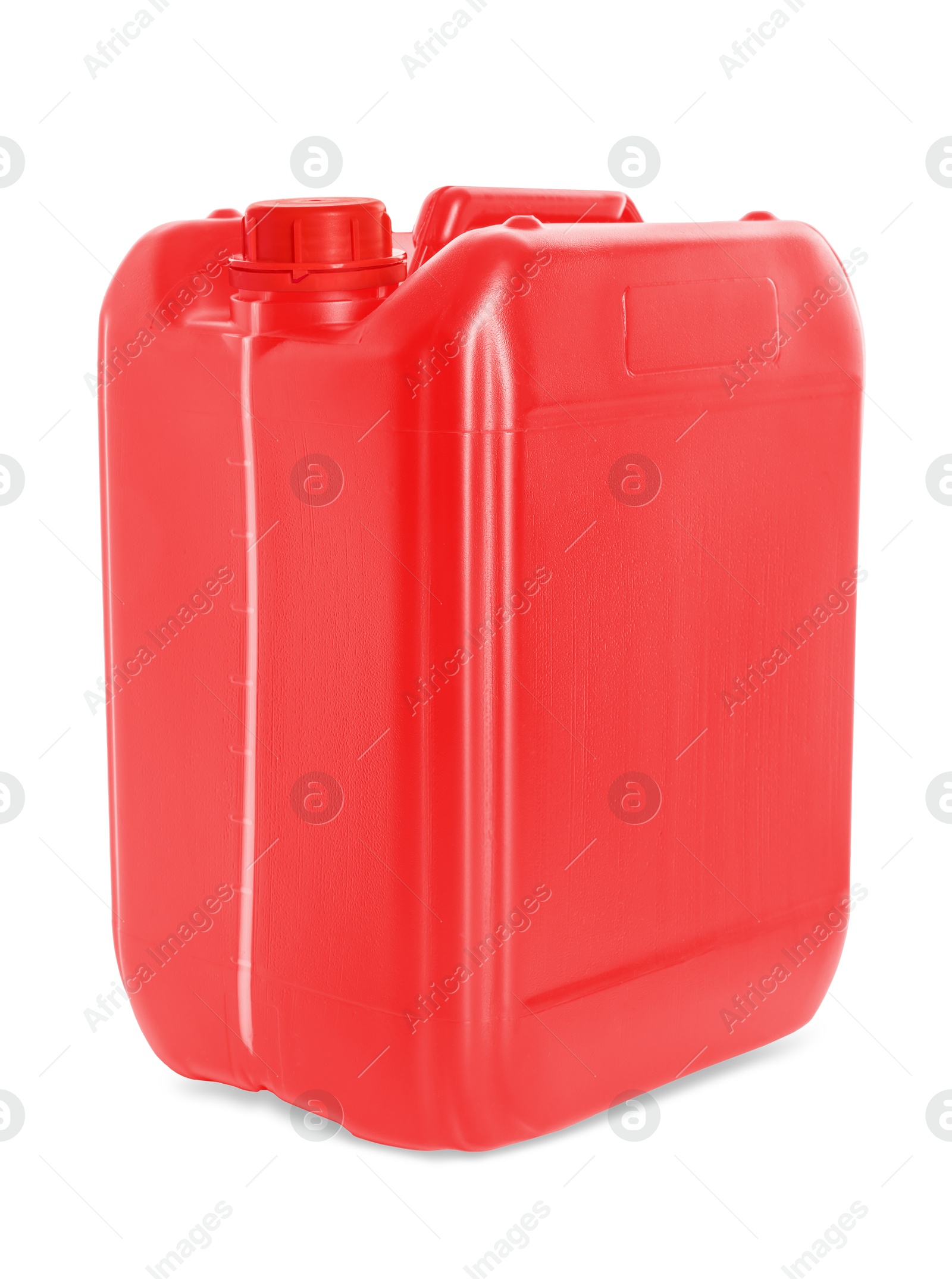 Image of One red plastic canister on white background