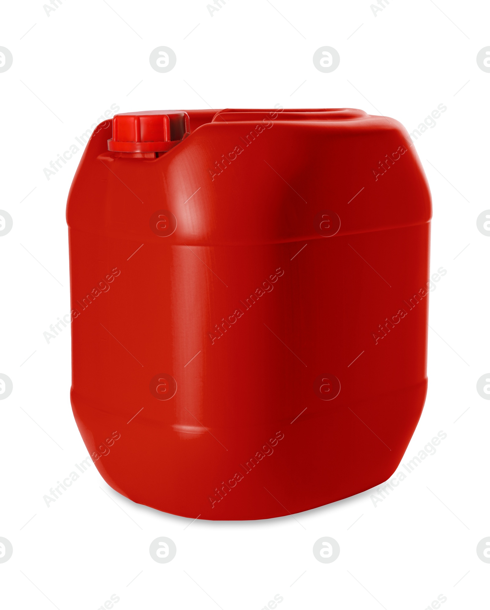 Image of One red plastic canister on white background