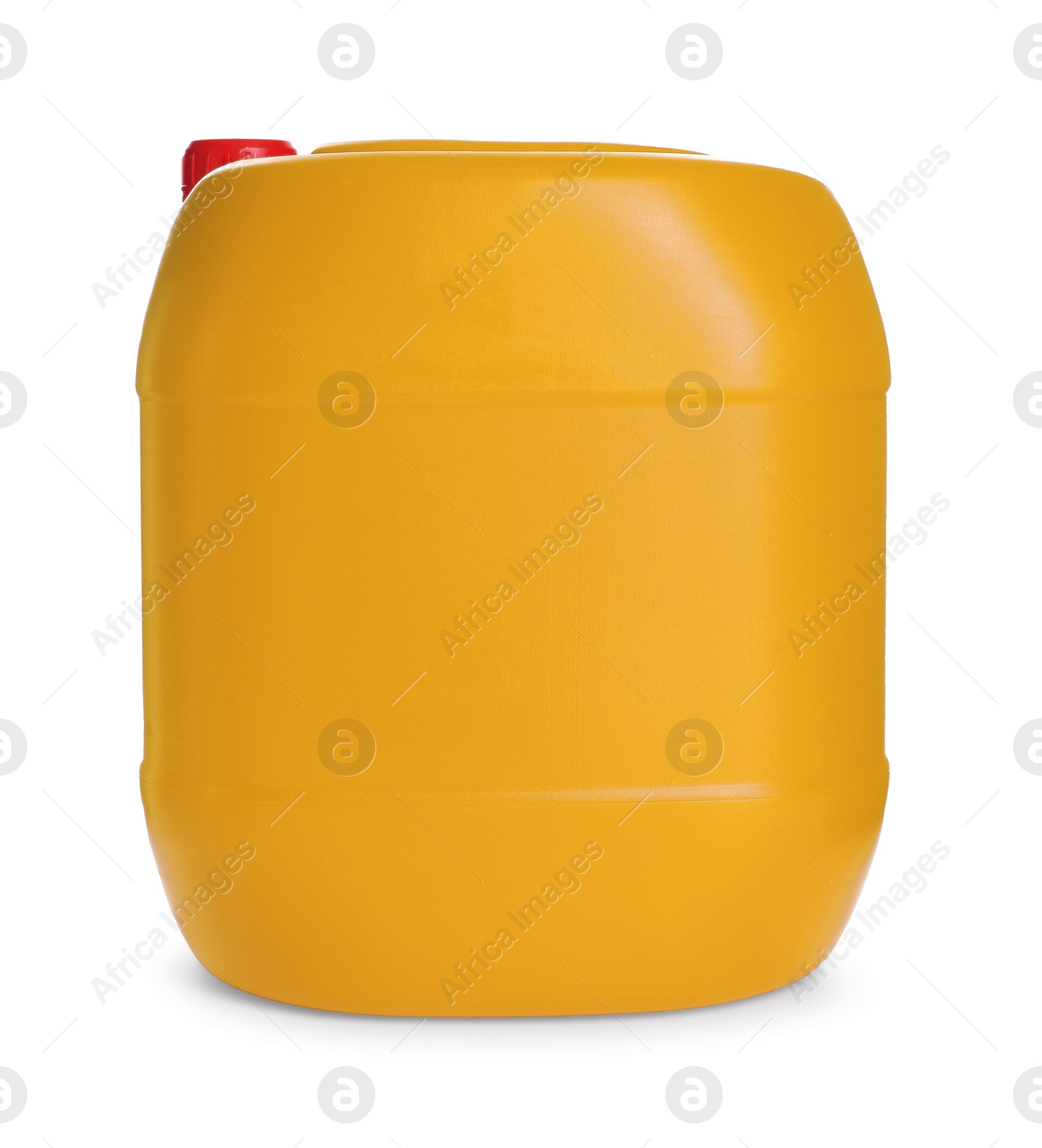 Image of One yellow plastic canister on white background