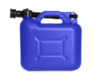 Image of One blue plastic canister on white background