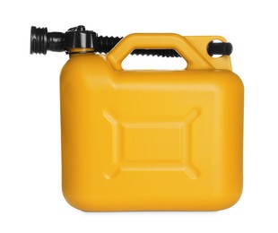 Image of One yellow plastic canister on white background