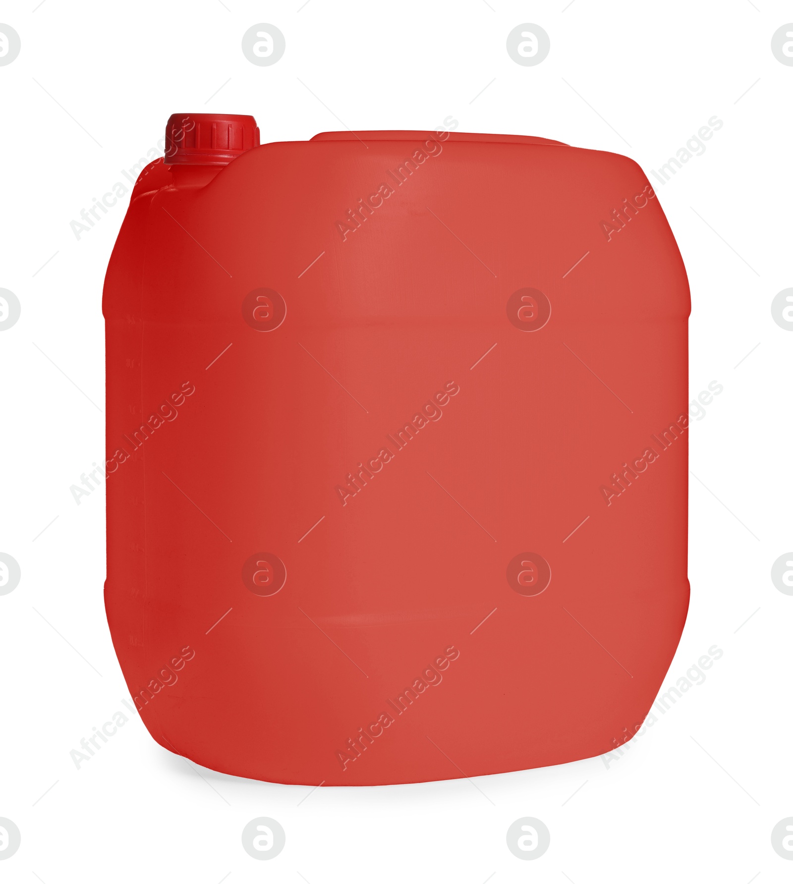 Image of One red plastic canister on white background