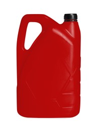 Image of One red plastic canister on white background