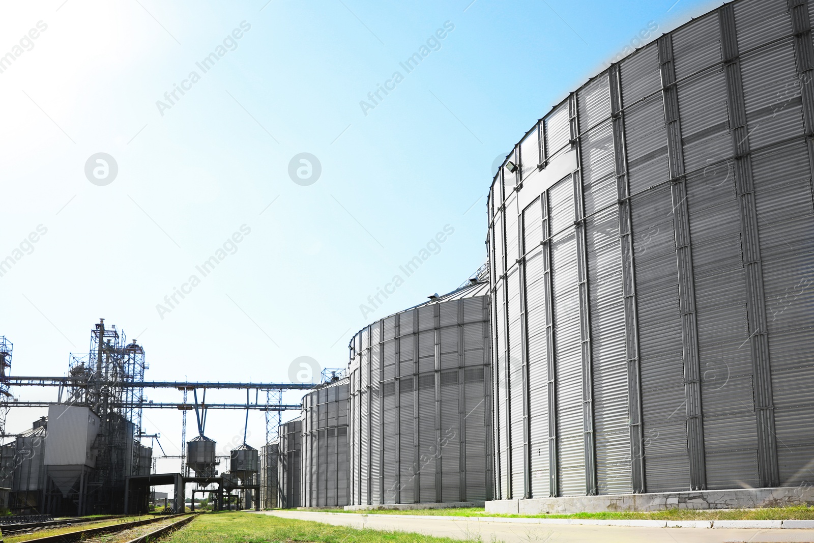 Modern granaries for storing cereal grains outdoors Image of Modern granaries for storing cereal grains outdoors