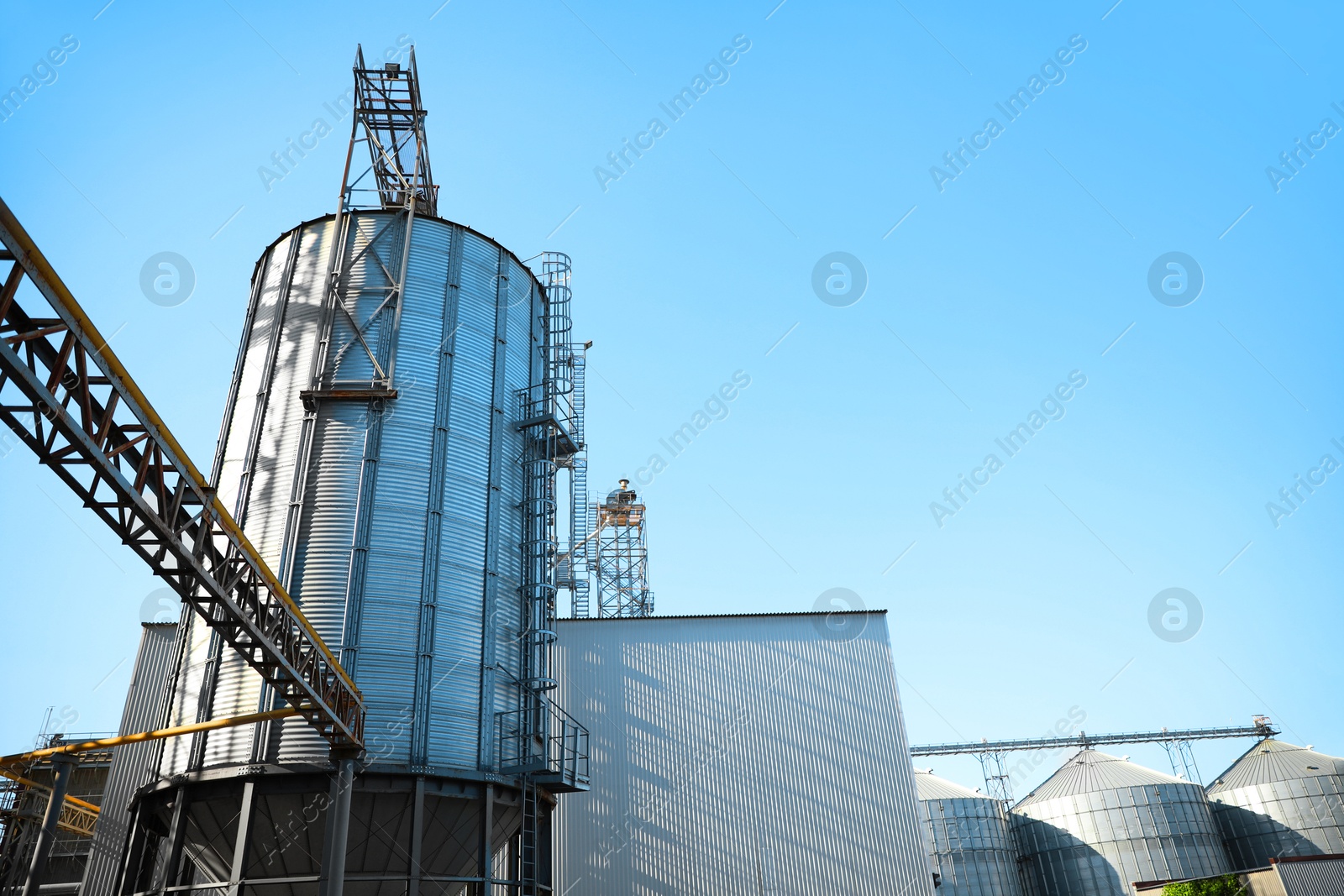 Image of Modern granaries for storing cereal grains outdoors