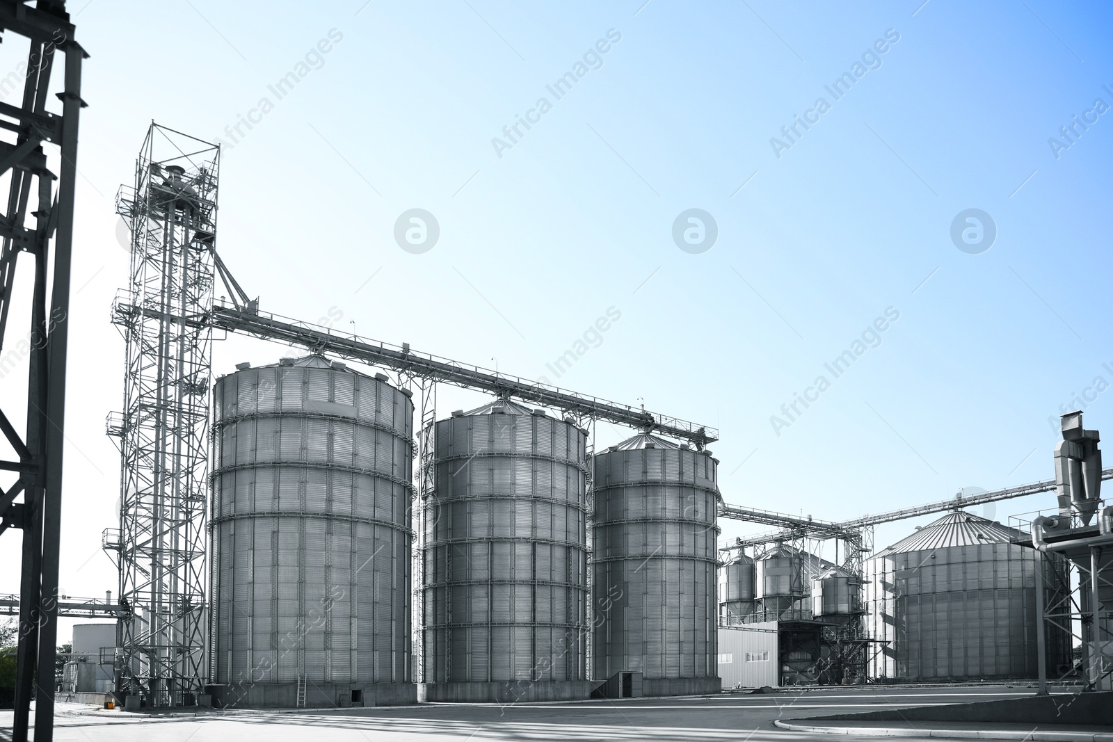 Modern granaries for storing cereal grains outdoors Image of Modern granaries for storing cereal grains outdoors