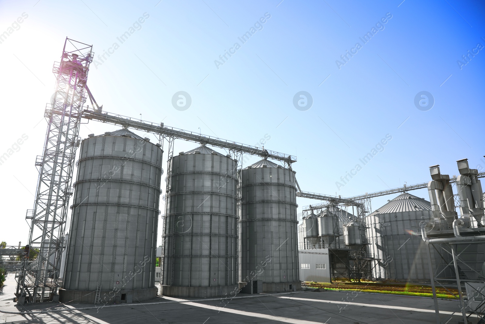 Image of Modern granaries for storing cereal grains outdoors
