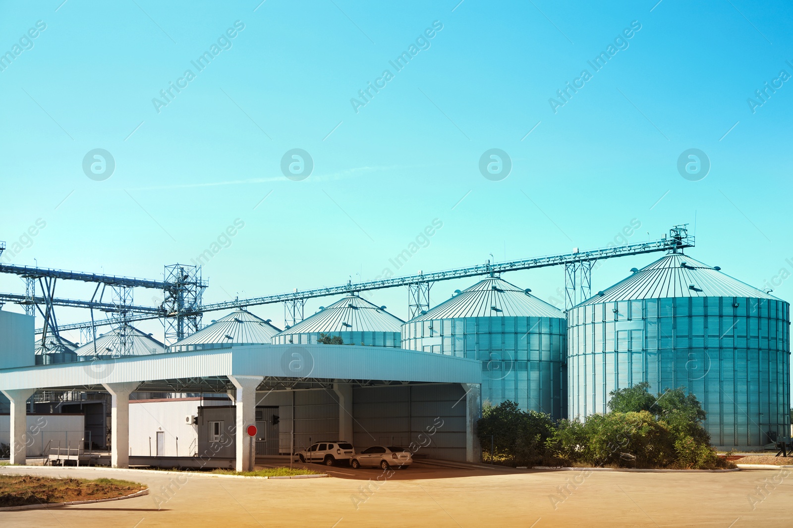 Modern granaries for storing cereal grains outdoors Image of Modern granaries for storing cereal grains outdoors