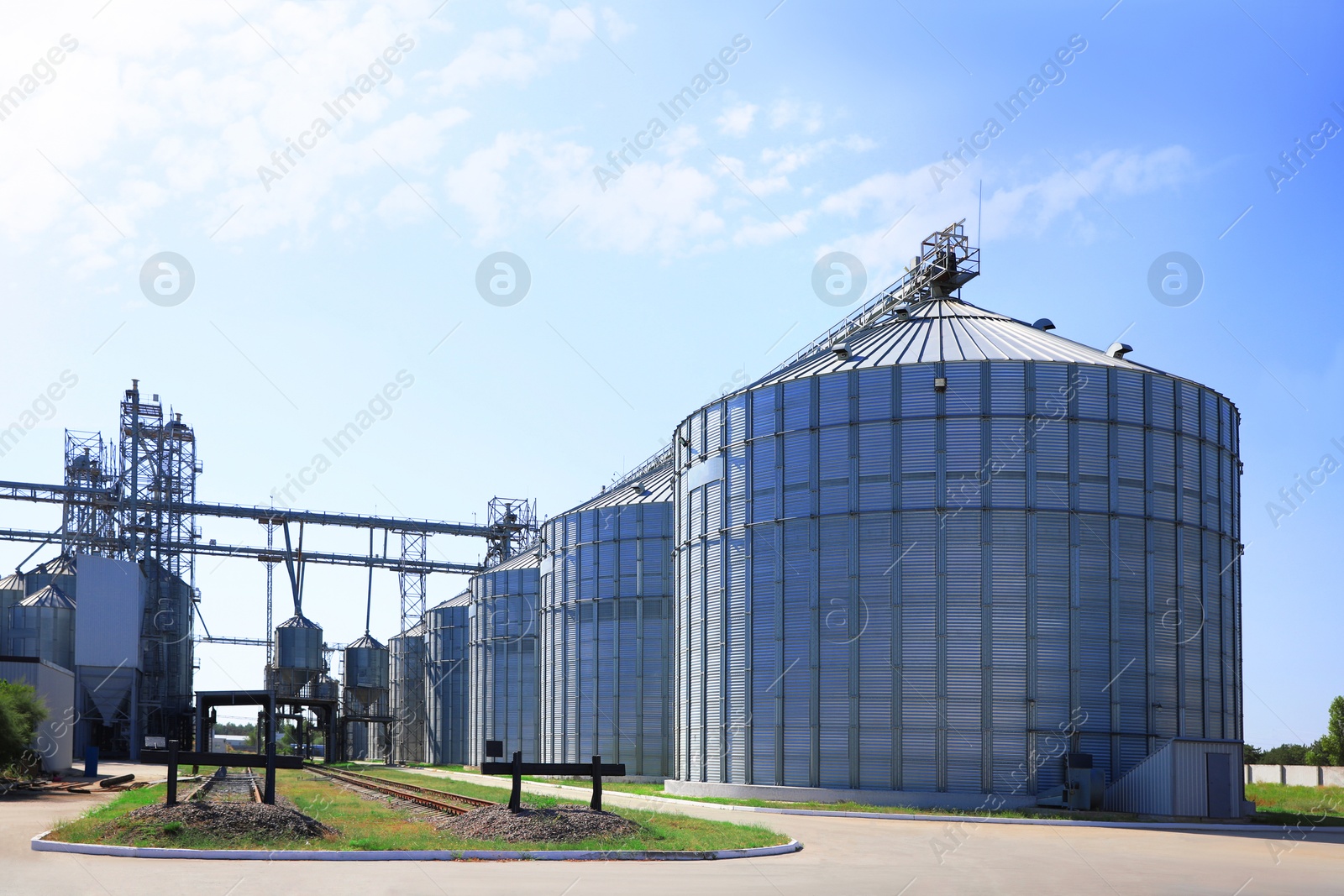 Modern granaries for storing cereal grains outdoors Image of Modern granaries for storing cereal grains outdoors