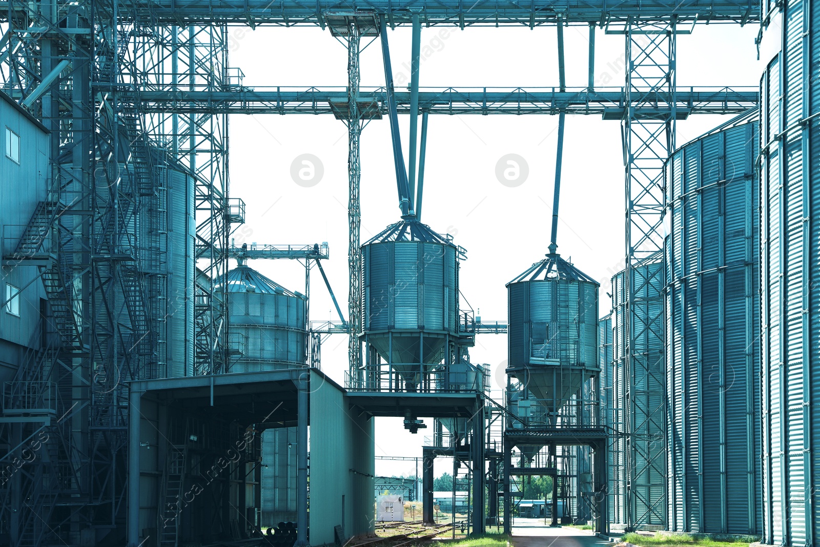 Modern granaries for storing cereal grains outdoors Image of Modern granaries for storing cereal grains outdoors