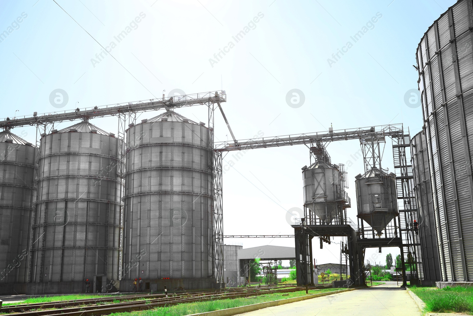 Image of Modern granaries for storing cereal grains outdoors